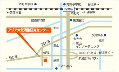 アジア大気汚染研究センターの地図
